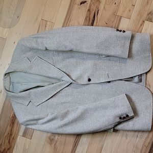 Vintage oatmeal herringbone tweed blazer 44l